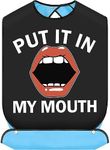 BWWKTOP Put It In My Mouth Adult Bibs With Crumb Catcher Gag Pranks Bib Gift Bachelor Party Bibs Adjustable Dining Eating Clothing Protectors For Adults Men Women (Put It In)