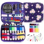 Sewing Kit for Adults Needle and Thread Kit for Sewing with Daisy Zipper Case 18 Color Threads Portable Basic Hand Sewing Repair Kits for Beginners Traveler Emergency DIY Quick Fix