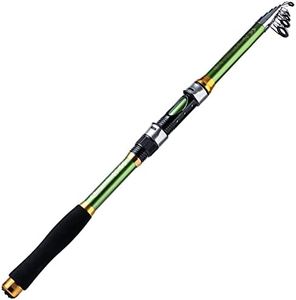 Sougayilang Fishing Rod Telescopic Fishing Rod Portable, Carbon Fiber Comfortable Handle, Travel Fishing Pole for Bass Trout Fishing-Green-1.8M