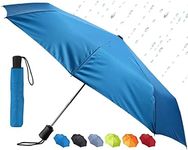 Lewis N. Clark Travel Umbrella: Windproof & Water Repellent Fabric, Automatic Open Close , Teal, One Size, Windproof & Water Repellent Fabric, Automatic Open Close