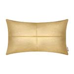 BRAWARM Faux Leather Throw Pillow Covers 12 X 20 Inches, Gold Leather Pillow Cover, Hand Stitched Leather Decorative Lumbar Pillow Cover for Couch Sofa Bed Living Room Home Garden