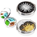 2pcs Round Pill Box,3 Compartment Small Pill Case for Purse & Pocket, Cute Mini Medicine Organizer Travel Pillbox，Portable First aid Pill Container