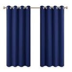 2Pcs Blue Bedroom Curtains Thermal 