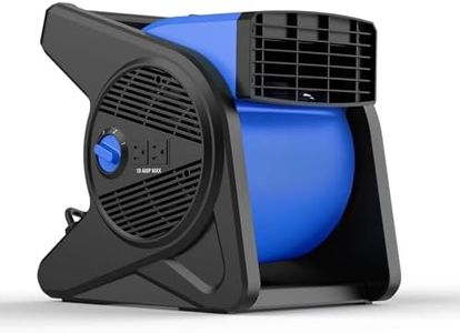 shinic High Velocity Fan 15" 375 CFM 3-Speed Utility Fans Air Mover Blower Fan with 270° Pivot Carpet Dryer Floor Fan with 2 Outlets Portable Industrial Fans for Job Site Home Garage Work shop, Blue