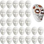 MATANA - 10 White Full Face Masks, 24x18cm - Rigid Paper Plain Masks for Kids or Adults Unisex, Perfect for Arts & Crafts, DIY Costume Halloween Party