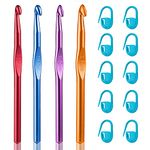 OWill 14pcs Crochet Hooks Set(8mm 9mm 10mm 12mm), Color Aluminum Ergonomic Handle Crochet Hook, Arthritis Hand Crochet