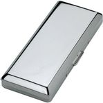 Tsubota Pearl Tobacco Case, Long Size (3.9 inches (100 mm), Holds 10 Bottles, Slim, Plain, Silver 1-96407-81