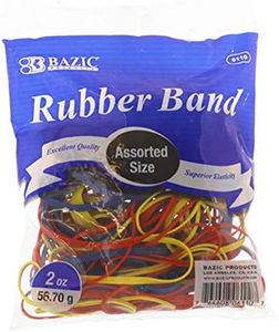 BAZIC Products Rubber Bands Assorted Sizes & Color, 2 Oz./ 56.70g, Made in USA Elastic Stretchable Bands for Bank Paper Bills Money Dollars File Folders, 36-Pack