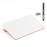 Glass Desk Whiteboard with Reversible Wood Stand, Small Portable Desktop Dry Erase White Board, Reusable Desk Notepad Easel 6.7"x9.5" for Office, Home, School, Marker&Eraser Included, Yeoux