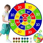 Jesitai Kids Double Sided Dart Board with 12 Sticky Ball Toys, Indoor Outdoor Games And Birthday Party, Suitable For 3 4 5 6 7 8 9 10 11 12 Year Old Boys And Girls（25.5in/65cm