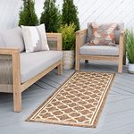 Shaila Gold Outdoor 3x10 Runner Area Rug for Hallway, Walkway, Entryway, or Foyer - Transitional, Geometric