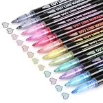 Double Line Outline Pens, AGPtEK 12 Colors Outline Glitter Markers for Girls and Boys, Self-Outline Pen Markers for Greeting Cards, Craft Projects, Scrapbooks, Posters, Paintings and DIY Journal