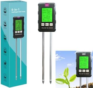 Soil Tester,6-in-1 Soil Moisture Meter with 2 Probes,Soil PH Tester with Light/Temperature/LCD Display/Humidity for Gardening,Lawn Care,Plant Care,Farm,(Batteries not Included)