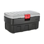 Rubbermaid ActionPacker Lockable Storage Box, 35 Gal, Grey and Black, Outdoor, Industrial, Rugged