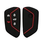 kwmobile Car Key Cover Compatible with VW Golf 8 5-Button Seat Leon MK4 Tarraco Atec Key Cover - Silicone Protective Car Key Fob Case - Black/Red