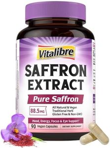 Vitalibre Saffron Supplements, 100% Pure Saffron Extract Capsules, Boost Mood & Energy, Support Eye Health, 90 Capsules, Non-GMO