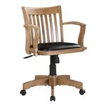 Office Star Deluxe Bankers Desk Chair with Black Vinyl Padded Seat, Fruit Wood