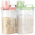 Sharemee - Portable Rice Container, 3KG Food Grain Cereal Flour Storage Containers, Plastic Airtight Cat Food Dispenser, 2 PCS