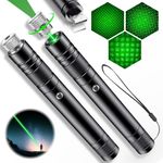 Green Beam Flashlight Rechargeable, 2 Pack Green Laser Pointer High Power Tactical Flashlight with Adjustable Focus, Long Range Lazer Pointer for Night Astronomy Presentation Outdoor Camping Hiking