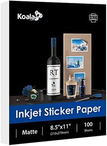Koala Matte Sticker Label Printable Paper 8.5x11 Inches Full Sheet for Inkjet Printer 100 Sheets