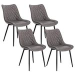 WOLTU Dining Chairs Set of 4 Counter Kitchen Chairs Lounge Leisure Living Room Corner Chairs Dark Grey Leatherette Reception Chairs with Backrest and Padded Seat