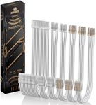 AsiaHorse PSU Cable Extension Kit of Clear Connector, 24Pin/4+4 EPS/6+2 PCI-E 16AWG ATX Power Supply Sleeved Cable Kit for Two-Way CPU Performance, 30CM Length with White Combs