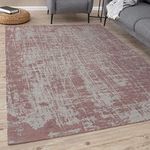 THE RUGS Machine Washable Rug – Striped Design Rugs for Living Room, Bedroom, Hallway, Flat-weave Area Rugs, (Pink, 80x150 cm)