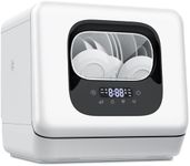 Joy Pebble Countertop Dishwasher, 28 Pieces Dishes/Cycle, 6 Washing Programs&Hot Drying, Dish Washer with 360°Dual Spray, with Child Lock&Delayed Start, Portable Dishwasher for Apartment/RV/Dorm