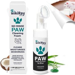 wikiRay Dog Paw Cleaner Foam - No Rinse Unscented Foaming Shampoo and Silicone Brush - Gentle and Effective Pet Paw Cleaner for Cats and Dogs (150 ml)