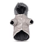 PETCUTE Dog winter coat waterproof dogs winter jacket with hood warm dog coat Gray small