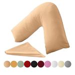 Kanak V Shaped Pillowcase Plain Polycotton Back & Neck Support V Pillow case cover - Orthopaedic/Pregnancy/Nursing Pillow Cover Only - Latte/Mocha