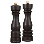 Cole & Mason London Refillable Spice Mill - Kitchen & Home Accessory - Salt & Pepper Grinder Set - Salt Mill with Ceramic Mechanism - Pepper Mill with Carbon Steel Mechanism - 8", Chocolate Wood