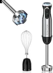 Immersion Handheld Blender, Bonsenkitchen 9-Speed Stainless Steel Hand Blender Set with Wall Mounted Bracket, Food Grinder Bowl, Measuring Mug, Egg Whisk for Smoothies, Infant Food, Sauces, Puree