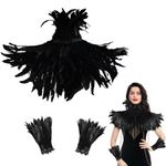 Orgoue Feather Cape Shawl Black Feather Collar for Halloween Cosplay