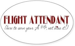 CafePress Flight Attendant Here To(Red) Oval Sticker Oval Bumper Sticker, Euro Oval Car Decal