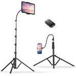 Weilisi 82" Tall Tripod, Adjustable Gooseneck iPhone Tripod Stand with Remote, Flexible Tripod, Overhead Travel Tripod for iPhone 15/14/13/12/Android/iPad for Recording/Watching/Cooking/Fitness/Vlog