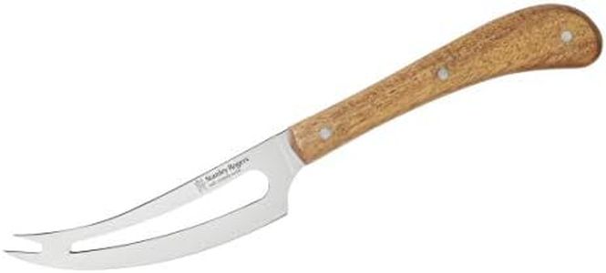 Stanley Rogers 50763 Pistol Grip Acacia Slotted Soft Cheese Knife, Cheese Slicer with Wooden Handle, Cheese Cutter with Sharp Blade (Colour: Brown, Silver)