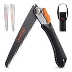 VonHaus Pruning Saw – Folding Hand Saw with 3 Blades, Safety Lock, Storage Pouch, Textured Handle – Portable, Handheld & Lightweight for Tree Pruning, Camping, Garden Jobs, Metals, Plastics & More