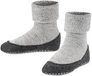 FALKE Unisex Kids Cosyshoe Slipper Socks, Cozy Warm, Merino Wool, House Socks for Winter and Fall, Grips On Sole, Grey (Light Grey 3400), 13-13.5, 1 Pair