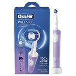 Oral-B Adult Pro 500 Electric Toothbrush With (1) Brush Head, Rechargeable, Lilac, 1 count