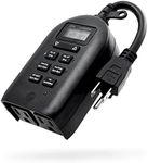 myTouchSmart 26898-P1 Indoor and Outdoor Digital Timer, Plug-in, Two Grounded Outlets, Weather Resistant, Presets/Custom Countdown, Ideal for String, Christmas Lights, 26898, 1 Pack, 2 Black | Daily
