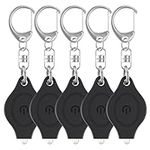 Uniclife 5 Pack Mini Keychain Flashlight Ultra Bright LED Key Ring Light Torch with Adhesive Sticker, Black