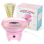 Cotton Candy Machine, Mini Candy Machine for Kids, Classic Pink Candy Maker for Christmas, Home, Family Party, Includes 25 Cotton Sticks and Spoon
