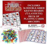 Regal Games - Poker Keeno Bulk Game Set - Includes 36 Two-Sided Boards, 600 Scoring Chips, 1 Deck of Standard Poker Cards - 72 Unique Board Layouts- Casino Night Card Game- Compatible w Poker Keno