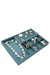 DOOR STEP SHOPPING MultiPurpose Tray Velvet Jewelry Drawer Organizer For Ring, Necklace,Chain, Earring & Jeweller Organizer Etc (Green)