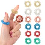 12 Pieces Acupressure Rings-Spiky Sensory Finger Rings Acupuncture Rings Fidget for Silent Stress Reducer and Massager Improves Blood Circulation