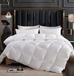 LEYCAY Goose Feathers Down Comforter King Size Luxurious All Seasons Duvet Insert,Down Duvet King Size,Ultra-Soft Down Proof 100% Cotton with 8 Corner Tabs,Oeko TEX Certified (Ivory White)