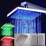 Cascada 8 Inch Square Multi Color LED Rain Shower Head, Polished Chrome Finish