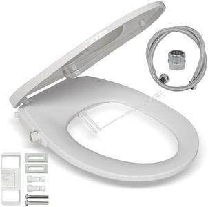 Dusch WC Sitz mit Bidet Funktion, Bidet Aufsatz für Toilette ohne Stromanschluss, Toilettendeckel mit Absenkautomatik, Dusch-WC-Aufsatz mit Zwei Düsen für Gesäßdusche und Ladydusche (B0406)