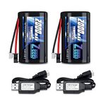 Zeee 2S Li-ion Battery 2000mAh 7.4V Battery with SM 2P Connector 2 Pack USB Charger Compatible with MN D90/91, MN 99/99s RC Cars, H101 H103 H105 RC Boat RC Truck(2 Pack)